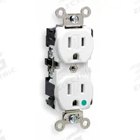 LEVITON Receptacle: Hospital Grade Fed. Spec., Duplex, 5-15R, White, 125V AC, 15 A, 2 Pole / 3 Wire (MPN 8200-SGW)