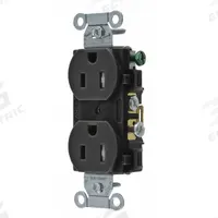 BRYANT Receptacle: Duplex, 5-15, Black, 125V AC, 15 A, 2 Pole / 3 Wire (MPN CBRS15BLKTR)