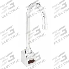 SANI-LAV Sensor Faucet: Electronic Sensor Faucet, Cast Brass, Chrome Finish, Single-Post, Plug-In (MPN ES2RL). Key specifications — Brand: SANI-LAV; Includes: Mounting Hardware; Series: Electronic Sensor Faucet.