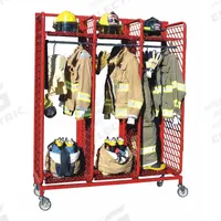 GROVES Turnout Gear Storage Rack: Mobile, 2 Sides, 6 Compartments, Steel, Red, 64 in Lg (MPN RMDS-6/20). Key specifications — Material: Steel; Brand: GROVES; Color: Red.