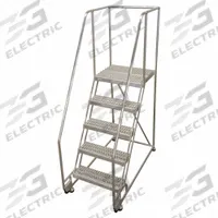 COTTERMAN Rolling Ladder: 4.2 ft Platform Ht, Assembled, Aluminum, 350 lb Load Capacity - Max (MPN 5TA26A3E20B8C50P6). Key specifications — Color: Gray; Brand: COTTERMAN; Handrail Configuration: Double Handrails; Rear Chain: None.