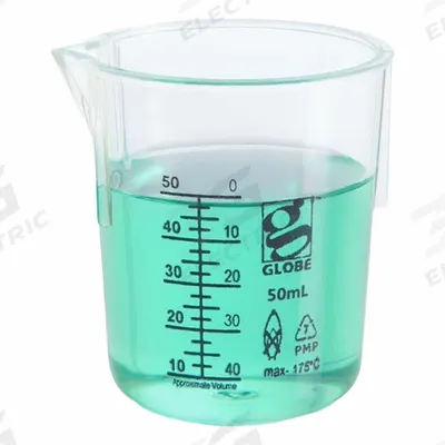 APPROVED VENDOR Beaker: Low Form, Printed Graduation, Polymethylpentene, Clear, 50 mL - Low Form Plastic Beakers Without Handles