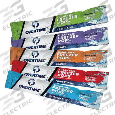 OVERTIME Freezer Pop: Blue Raspberry/Fruit Punch/Grape/Lemon-Lime/Orange, Sugar-Free - Full-Sugar Freezer Pops
