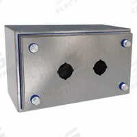 HAMMOND Push Button Enclosure: 22mm, 2 Holes, 304 Stainless Steel, NEMA 12/3R/4/4X (MPN HYMPB2SS). Key specifications — Brand: HAMMOND; Environments & Applications: Indoor Dust & Water Droplets.