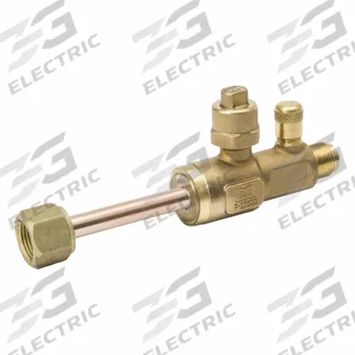 MUELLER Refrigerant Ball Valve: 1 Cv, 3/8 in Female Swivel Right-Hand, Access Port - Flare Connection Unibody Refrigeration Ball Valves