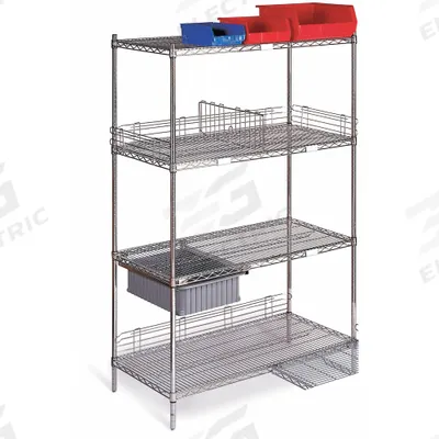 APPROVED VENDOR Wire Shelving Unit: 72 in x 18 in x 68 in, Dry, Split Sleeve, 4 Shelves - Mobile Wire Shelving for Dry Use