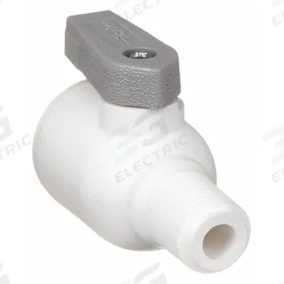 Parker Manual Two-Way Ball Valve: 1/4 in, Polypropylene, Straight, Push x MNPT - NSF 51 Compliant Polypropylene Ball Valves