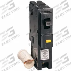 SQUARE D Miniature Circuit Breaker: 15 A, 120V AC, Single Phase, 10kA at 120V AC, 1 Poles (MPN HOM115GFI). Key specifications — Phase: Single; Amps: 15 A; AC Voltage Rating: 120V AC; Max. AIR Rating: 10kA at 120V AC; For Use With: Homeline Load Center; Brand: SQUARE D.