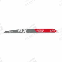 MILWAUKEE Reciprocating Saw Blade: 5 Teeth per Inch, 12 in Blade Lg, 0.05 in Blade Thick, 3 PK (MPN 48-00-5327). Key specifications — attr1109198: 5; attr1109200: Rigid for Straight Cuts; attr1109201: Tapered; attr1109209: MILWAUKEE.