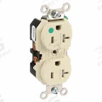 LEVITON Receptacle: Hospital Grade Fed. Spec., Duplex, 5-20R, Ivory, 125V AC, 20 A, 2 Pole / 3 Wire (MPN 8300-SGI)