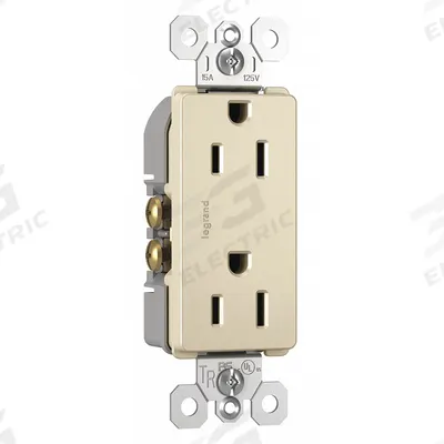 LEGRAND Receptacle: Duplex, 5-15, Light Almond, 125V AC, 15 A, 2 Pole / 3 Wire (MPN 885TRLA) - General Purpose Receptacles