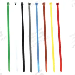 TY-RAP Cable Tie Kit: 100 Pieces, Nylon 6/6, Stainless Steel Barb Locking, Assorted Colors, 100 PK (MPN TY525M-CLRS). Key specifications — Locking Style: Stainless Steel Barb; Includes: (10) 7.3 in Yellow; Material: Nylon 6/6; Brand: TY-RAP.