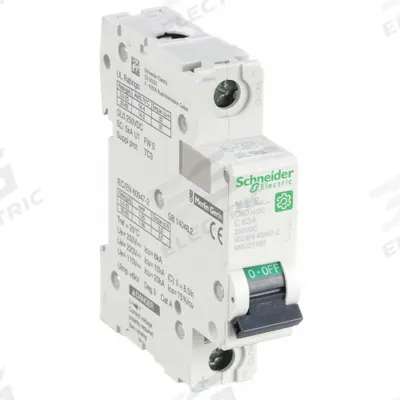 SCHNEIDER Supplementary Protector: 63 A Amps, 250V DC, 5kA at 250V DC, Screw Clamp - DC-Only Rated, 1-Pole UL1077 DIN Rail-Mount Supplementary Protectors