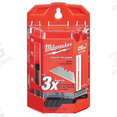 MILWAUKEE Utility Blade: 3 29/32 in Blade Lg, 3/4 in Blade Wd, 0.025 in Blade Thick - Straight-Edge Standard-Tip Replacement Utility Blades