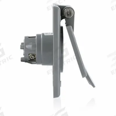 LEVITON Flanged Receptacle: Single, 5-15, Gray, 125V AC, 15 A, 2 Pole / 3 Wire (MPN 5279-CWP) - General Purpose Receptacles