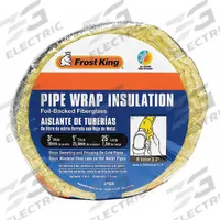 FROST KING Pipe Insulation Wrap: Wrap, Fiberglass, 1 in Thick, 3 in W, 25 ft Lg, 3.3 R-Value (MPN SP42X/16). Key specifications — Brand: FROST KING.