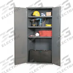 DURHAM MFG Storage Cabinet: 36 in x 24 in x 72 in, Swing Handle & Keyed, 14 ga Panel Thick, Frame (MPN 3501-95). Key specifications — attr62698: Gray; attr62736: Welded; attr87895: Frame; attr62693: Assembled; attr62737: Stationary; attr62694: Adjustable; attr62695: Powder Coated; attr62696: Steel.