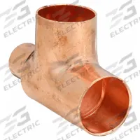 NIBCO Sweat Fitting Tee: 1/2 in CTS x 3/8 in CTS x 1/2 in CTS, Cup x Cup x Cup, Wrot Copper (MPN 611RR 1/2x3/8x1/2)