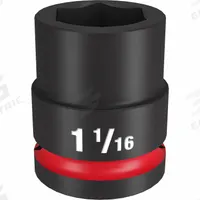 MILWAUKEE Standard Impact Socket: 3/4 in Drive Size, SAE, 1 1/16 in Socket Size, 6-Point, Std (MPN 49-66-6308). Key specifications — attr1215501: MILWAUKEE; attr1215515: Black Phosphate; attr1215518: 1-1/16 in.