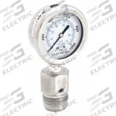 KODIAK Pressure Gauge with Diaphragm Seal: 0 psi to 1,000 psi, KC301/DSM35FLUSH, 2 1/2 in Dial, 4X (MPN KC301L251000/DSF14-M). Key specifications — Brand: KODIAK; Gauge Case Liquid: Glycerin; Seal Fill Liquid: Mineral Oil; Gauge Case Material: 304 Stainless Steel; Seal Lower Housing Material: 316 Stainless Steel; Accuracy: ±1.60%; Gauge Wetted Parts: Stainless Steel.