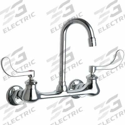 CHICAGO FAUCETS Gooseneck Kitchen/Bathroom Faucet: Wall, Widespread, Cast Brass - Widespread Utility Faucets