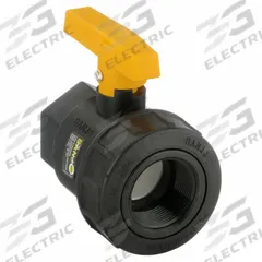 BANJO Manual Two-Way Ball Valve: 1 1/2 in, Polypropylene, Straight, FNPT x FNPT, Three-Piece, Lever (MPN UV150FP). Key specifications — Brand: BANJO; Handle: Lever.