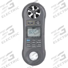 REED INSTRUMENTS 4-In-1 Anemometer: 1 fpm Air Velocity Resolution, Relative Humidity, Rotating Vane (MPN LM-8000). Key specifications — Data Logging: No; Manufacturer Part Number: LM-8000; Brand: REED INSTRUMENTS; Temperature Accuracy: +/ 2.5°; Digital Display Screen Type: LCD; Includes: Wrist Strap; Power Source: Battery; Relative Humidity Accuracy: +/-4%.