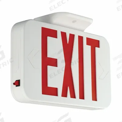 COMPASS Lighted Exit Sign: Emergency Battery Backup, LED, White, Red/Green, 1 or 2 Faces - Plastic Lighted Exit Signs