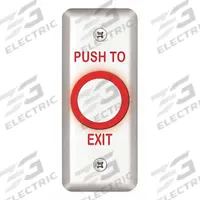 SDC Exit Push Button: 4 1/2 in Ht, 1 3/4 in Wd, Stainless Steel, Gray (MPN 463NU). Key specifications — Product Type: Exit Push Button; Brand: SDC; Color: Gray.