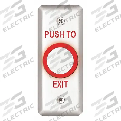 SDC Exit Push Button: 4 1/2 in Ht, 1 3/4 in Wd, Stainless Steel - Push-to-Exit Buttons