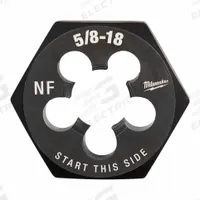 MILWAUKEE Hex Threading Die: 5/8"-18 UNF, 1 7/16 in Hex Wd, Black Oxide Carbon Steel (MPN 49-57-5371)