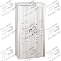 ICEBERG Storage Cabinet: Platinum Granite, Plastic, 66 in Overall Ht, 33 in Overall Wd, 4 Shelves (MPN 92553). Key specifications — Material: Plastic; Brand: ICEBERG; Color: Platinum Granite; Locking: Yes.