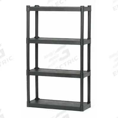 ABILITY ONE Plastic Shelving: 30 in x 12 in, 54 in Overall Ht - Press-Fit Stationary Plastic Shelving