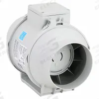 In-Line Duct Fan: 197 cfm Max., 5 in Duct, 38 W, 120V AC, 1 Ph, IP44, Thermoplastic (MPN TD-125). Key specifications — Includes: Mounting Bracket; Brand: SOLER & PALAU; Speed Controllable: Yes; High-Efficiency Motor: No; Housing Material: Thermoplastic; Nameplate Voltage: 120V AC; Number of Speeds: 1; Airflow @ 0.000 in SP - Range: 0 to 249 cfm.