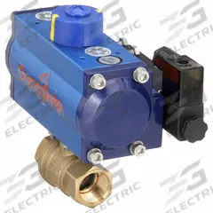 DYNAQUIP CONTROLS Pneumatically Actuated Two-Way Ball Valve: 3/4 in Size, Brass, FNPT x FNPT (MPN PHH24ATSR05212A). Key specifications — Brand: DYNAQUIP CONTROLS; Pilot Solenoid Voltage: 115V AC.