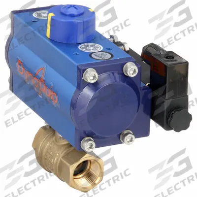 DYNAQUIP CONTROLS Pneumatically Actuated Two-Way Ball Valve: 3/4 in Size, Brass - Brass Pneumatically-Actuated Ball Valves