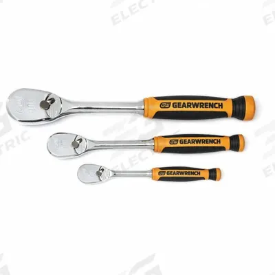 GEARWRENCH Hand Ratchet: Pear, Reversible, Full Polish Chrome, 4° Min Arc Swing - Standard-Head Ratchets