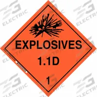 BRADY DOT Container Placard: Explosives 1.1 D 1, 10 3/4 in x 10 3/4 in, 10 3/4 in Label Ht, Placard (MPN 63373). Key specifications — Brand: BRADY; Message: Explosives 1.1 D 1.
