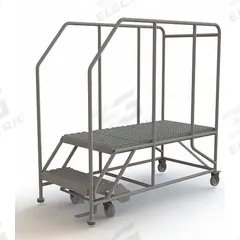 TRI-ARC Mobile Work Platform: 1.7 ft Platform Ht - Max, 24 in x 47 in, Steel, 800 lb Load Capacity (MPN WLWP122448SL). Key specifications — Mobility: Rolling; Brand: TRI-ARC; Color: Gray; Height Adjustability: Fixed Height; Includes Handrails: Handrails Included; Locking Mechanism: Foot-Activated Step Lock; Handrails: Includes Handrails.