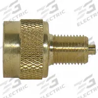 TRU-FLATE Female Large Bore Valve Adapter: Valve Adapter, 180° Valve Stem Angle, Straight, Brass (MPN 37-080). Key specifications — Thread Size: 0.305-32; Valve Shape: Straight; Color: Brass; Product Type: Valve Adapter; Compatible Vehicle Type: Tubeless Tractors; Material: Brass; Brand: TRU-FLATE.