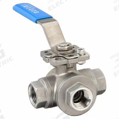 BONOMI Manual Three-Way Ball Valve: 1/2 in, CF8M Stainless Steel, L Flow - L-Port Stainless Steel Ball Valves