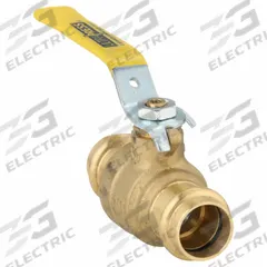 MILWAUKEE VALVE Manual Two-Way Ball Valve: 3/4 in, Brass, Straight, Press x Press, Two-Piece, Lever (MPN BA-480B - 34). Key specifications — Brand: MILWAUKEE VALVE; Handle: Locking Lever.