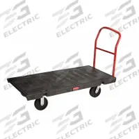 RUBBERMAID COMMERCIAL PRODUCTS Platform Truck: 2,500 lb, Black, Plastic, (2) Rigid/(2) Swivel (MPN FG447100BLA). Key specifications — attr1345828: Black; attr1345811: (2) Swivel; attr1345838: RUBBERMAID COMMERCIAL PRODUCTS.