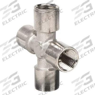 AIGNEP USA Metal Pipe Cross: Cross, 1/4 in x 1/4 in x 1/4 in x 1/4 in - Nickel-Plated Threaded Low-Pressure Pipe Fittings