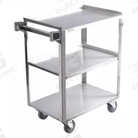 APPROVED VENDOR Utility Cart: 500 lb, 35 in L x 21 in W Shelf, 3 Shelves, Silver, No Handle (MPN 60EF15). Key specifications — Caster/Wheel Configuration: (4) Swivel; Brand: APPROVED VENDOR; Caster Wheel/Tread Material: Polyurethane.
