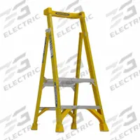 WERNER Platform Stepladder: 2 ft Ladder Size, Fiberglass, 375 lb Load Capacity, 20 lb Wt (MPN PD7302). Key specifications — Brand: WERNER; Included Features: Guard Rail.