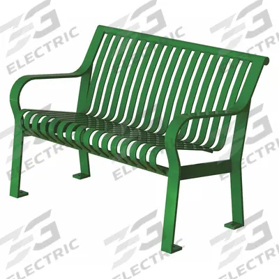 THOMAS STEELE Outdoor Bench: Carnival, 46 in Overall Lg, 32 in Overall Ht, Green, Green - Powder Coated Steel Benches