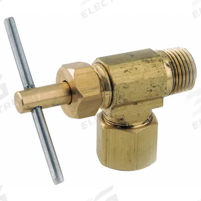 APPROVED VENDOR Needle Valve: Angle Valve Body, Brass, 3/8 in Pipe Size, Compression x MNPT - Brass Angle-Body Needle Valves