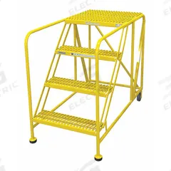 COTTERMAN Work Platform: 3.3 ft Platform Ht - Max, 36 in x 24 in, Steel, 800 lb Load Capacity (MPN 4WP3624A3B8AC2P6). Key specifications — Folding: Not Foldable; Mobility: Rolling; Components Included: Rubber Foot Pads; Use Location: Indoor; Brand: COTTERMAN; Color: Yellow; Height Adjustability: Fixed Height; Includes Handrails: Handrails Not Included.