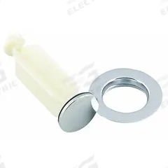 MOEN Drain Stopper: 1 3/8 in Overall Dia, Plastic, Chrome-Plated, Silver, Pop Up (MPN 10709). Key specifications — Material: Plastic; Color: Silver; Brand: MOEN; Application: Sink.